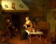 Quiringh van Brekelenkam - An Interior, with a Man and a Woman seated by a Fire